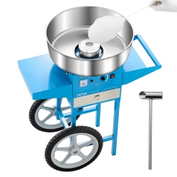VEVOR 1000W Electric Cotton Candy Machine \w Cart, Commercial Candy Floss Maker \w 20.5 In Stainless Steel Bowl, Sugar Scoop, And Drawer, Easy To