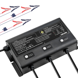 VEVOR 5A Marine Battery Charger, 3-Bank, 12V Onboard Boat Charger, Ip68 Waterproof Smart On-Board Battery Charger, for Lithium-Ion (Lifepo4), Ncm
