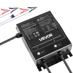 VEVOR 10A Marine Battery Charger, 2-Bank, 12V Onboard Boat Charger, Ip68 Waterproof Smart On-Board Battery Charger, for Lithium-Ion (Lifepo4), Ncm