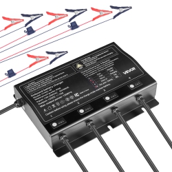 VEVOR 4-Bank Marine Battery Charger, 10A 12V Onboard Boat Charger, Ip68 Waterproof Smart On-Board Battery Charger, for Lithium-Ion (Lifepo4), Ncm