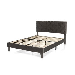 SLICKBLUE Upholstered Platform Bed With Tufted Headboard for Modern Bedroom Style