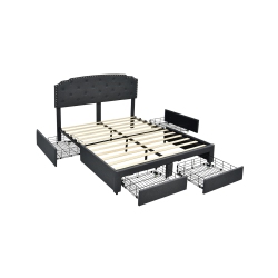 SLICKBLUE Modern Platform Bed Frame With 4 Storage Drawers And Adjustable Headboard