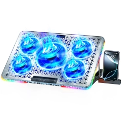 CHSSHA00 Laptop Cooling Pad, Laptop Cooler Gaming 5 Quiet Fans With Large Metal Plate