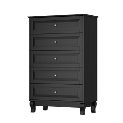 FAMAPY Modern 5-Drawer Dresser \w Golden Handles & Solid Wooden Legs – Versatile Storage Solution for Bedroom, Office, Or Living Room, (31.5” W
