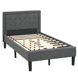 SLICKBLUE Upholstered Platform Bed Frame With Stylish Button Tufted Headboard