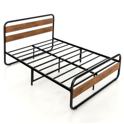 SLICKBLUE Modern Arc Platform Bed Frame With Headboard And Foot Board