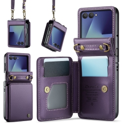 THE WAY Compatible With The Samsung Z Flip 7 Case, Sm Z Flip 7 Shoulder Strap, Card Holder, And Crossbody Strap - In Purple
