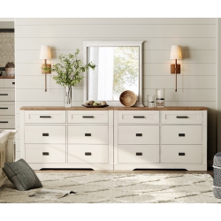 WAMPAT 2 In 1 Dresser for Bedroom \w 12 Drawers, 94" Wide Storage Chest Of Drawers, Wood Closet Chests Organizer for Clothes, Kids Room, Living