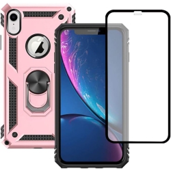TASNIM Case for Iphone Xs Max Phone Case Cover - Includes Tempered Protective Films \w Sliding Window Camera Protection And Ring Phone Holder - Rose