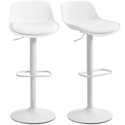 HOMCOM Bar Stools Set Of 2, Streamlined Counter Height Barstools \w Swivel Seat And Adjustable Height, Pu Leather Bar Chairs \w Back for Kitchen