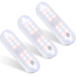 CHSSHA00 Wireless Motion Sensor Light, 3 Colors X Brightness Dimmable Magnetic Cabinet Light, Rechargeable Touch-Controlled Night Light for Wardrobe