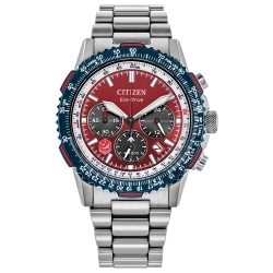 CITIZEN Mens Promaster Nighthawk Eco-Drive Watch 40MM Silver-Tone Stainless Steel Case And Bracelet With Dial (Ca4668-51X) In Red