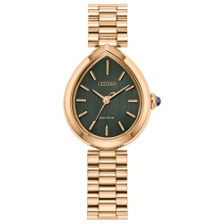 CITIZEN Ladies L Rainell Eco-Drive Watch 26MM Rose Gold-Tone Stainless Steel Case And Bracelet With Dial (Em1203-57X) In Green