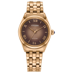CITIZEN Ladies L “Classic” Eco-Drive Watch 33MM Rose Gold-Tone Stainless Steel Case And Bracelet With Dial (Em1143-81Z) In Brown
