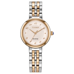 CITIZEN Ladies L “Classic” Eco-Drive Watch 27.7MM Two-Tone Stainless Steel Case And Bracelet With Dial (Em0996-84Y) In White