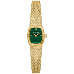 BULOVA WATCH Bulova Ladies Goddess Of Time Quartz Watch 17MM Gold-Tone Stainless Steel Case And Bracelet With Malachite Dial (97L184) In Green