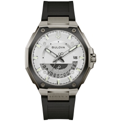 BULOVA WATCH Bulova Mens Series X Precisionist Watch 42MM Grey Stainless Steel Case Black Hnbr Rubber Strap With Lumincescent Dial (98B457) In White