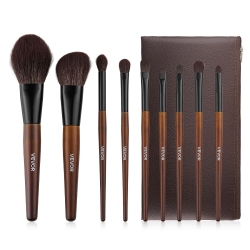 VEVOR 9-Piece Makeup Brush Set for Foundation Blending Eyeshadow, Professional Makeup Brush Kit \w Soft Natural Wool & Vegan Synthetic Bristles