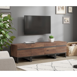 WAMPAT Modern Tv Stand for Tvs Up to 70 Inch, 3 In 1 Entertainment Center \w Storage Cabinets And Metal Base, Media Console for Living Room, Brown