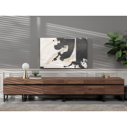 WAMPAT Modern Tv Stand for Tvs Up to 110 Inch Tv, 3 In 1 Entertainment Center Tv Console \w Storage Cabinets And Metal Base, Media Console for Living