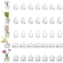 NIERBO Glass Bud Vases for Centerpieces: Clear Mini Flower Vase Set Of 40 Bulk Modern Decor Small Vase for Flowers Cute Decorative Wedding Table