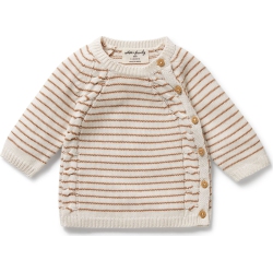 WILSONFRENCHY Wilson+Frenchy Organic Knitted Striped Kimono Cardigan - Cinnamon (0-3 Months) In Multicolor