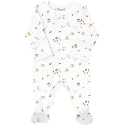COCCOLI Cotton-Modal Zippered Footie Sleeper - Mushrooms On Cream (Newborn (6-7 Lbs) In Multicolor