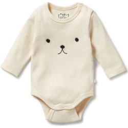 WILSONFRENCHY Wilson+Frenchy Organic Rib Long-Sleeved Bodysuit - Buttermilk (3-6 Months) In Multicolor
