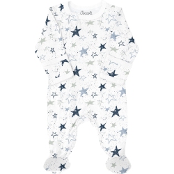 COCCOLI Cotton-Modal Zippered Footie Sleeper - Stars On Cream (Newborn (6-7 Lbs) In Multicolor