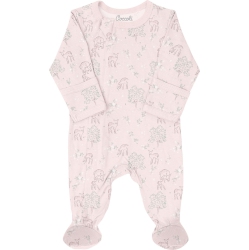 COCCOLI Cotton-Modal Zippered Footie Sleeper - Fawn On (6 Months, 14-16 Lbs) In Pink
