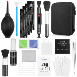 HLD 14-In-1 Professional Camera Cleaning Kit With Blowing Bottle, Solution, Lens Pen, Brush, Swabs, Cloth, Gloves In Storage Box