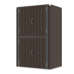 AECOJOY Outdoor Storage Cabinet Weatherproof, Lockable Large Vertical Storage Shed With Shelves In Brown