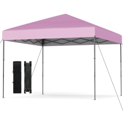 COSTWAY 10 X 10 Ft Pop Up Canopy Tent With Portable Carrying Bag 8 Stakes 4 Wind Ropes Pink/yellow/beige/white/gray/navy