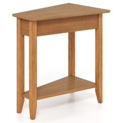 SLICKBLUE Narrow 2-Tier Side Table With Wedge Design, Shelf, And Wooden Legs