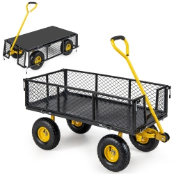 SLICKBLUE Utility Garden Wagon With 4 Removable Panels And 900Lbs Load Capacity