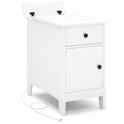 SLICKBLUE Flip-Top End Table With USB Charging Ports, Outlets, And Storage Drawer
