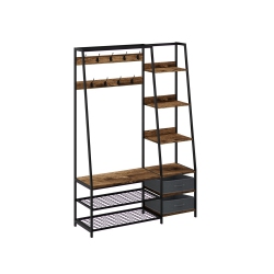 SLICKBLUE 6-In-1 Freestanding Hall Tree With Coat Rack, Bench, And Fabric Storage Drawers