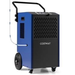 Costway 154 Pints Commercial Dehumidifier with Pump Drain Hoses for Basements Job Sites Blue/White