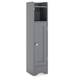 COSTWAY Bathroom Storage Cabinet With Door Toilet Paper Holder Stand for Small Spaces Black/gray/white