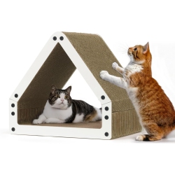 BOWHAUS House Cat Scratcher Lounger, Reversible Scratcher, Durable & Long-Lasting, Cat Cardboard Scratcher, Large Cat Scratching Pad, Scratching