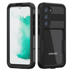 THE WAY Suitable for Samsung S23 Ultra Diving Mobile Phone Case Anti-Drop Shockproof Full Cover Built-In Screen Protector - In Black