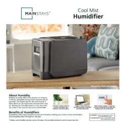 MAINSTAYS Cool Mist Humidifier, 1 Gal, Mdh-0103Jb In Black