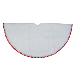 NORTHLIGHT 26" White And Shell Stitching Mini Christmas Tree Skirt In Red