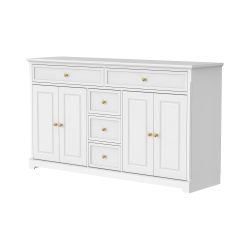 FAMAPY 5-Drawer Dresser \w 4-Door Cabinet & Adjustable Shelves – Versatile Storage Solution for Bedroom, Living Room, Or Bathroom (59.1” W X