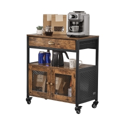 VEVOR 24.1 X 14.2 X 27.8 In Coffee Bar Cabinet, Farmhouse Coffee Bar Cabinet \w 4-Tier Storage, Movable Coffee Bar Table \w Wheels & Mesh Door