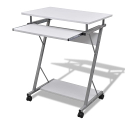 VIDAXL Compact Computer Desk With Pull-Out Keyboard Tray In White