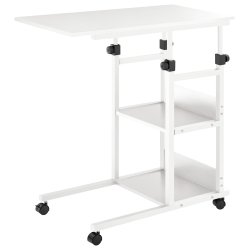 HOMCOM Mobile Standing Desk, Adjustable Height 31.5 Inch Stand Up Desk With Wheels for Sofa Overbed, Living Room, Bedroom, Home Office In White