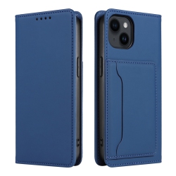 THE WAY Suitable for Iphone 15 Mobile Phone Leather Case Apple With Magnetic Suction Mobile Phone Case Skin Feel Flip Cover Wear-Resistant - In Blue