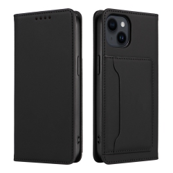 THE WAY Suitable for Iphone 16 Mobile Phone Leather Case Apple With Magnetic Suction Mobile Phone Case Skin Feel Flip Cover Wear-Resistant - In Black