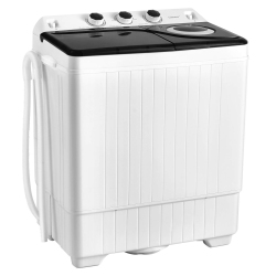 COSTWAY 26Lbs Portable Semi-Automatic Twin Tub Washing Machine With Drain Pump